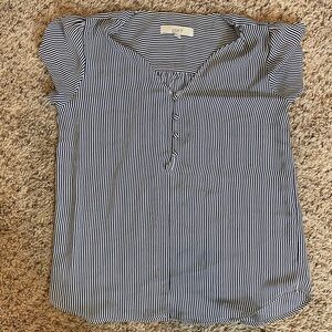 LOFT Women's Striped Blue Top